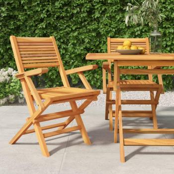 Sillas de jardín plegables vidaXL 2 uds madera maciza teca 55x62x90 cm