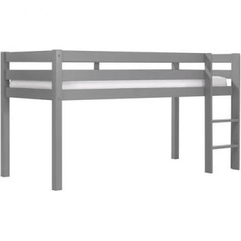 Cama alta Vipack Pino 90x200 cm gris con somier incluido