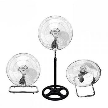EDM 33937 Ventilador Industrial 3 En 1 para Pie Suelo y Pared 80W, Cromado, 45x165-185 cm
