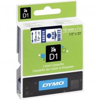 Dymo D1 Standard, Cintas para Impresoras de Etiquetas, 12 mm x 7 m, Azul y Blanco, Estándar Pack