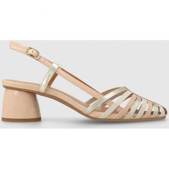 Lodi - Sandalias de tacón de mujer en piel combinada en tonos pastel y plata