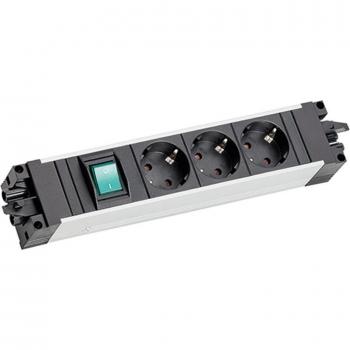 Bachmann Step Alu Base Múltiple 3 Salidas CEE 7/3 con Interruptor