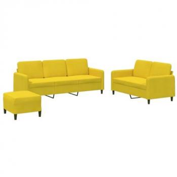 Juego de sofás 3 piezas terciopelo amarillo