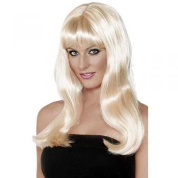 Smiffys- Original Peluca mística, Rubia, Larga con Flequillo y con Raya, Color, Tamaño único