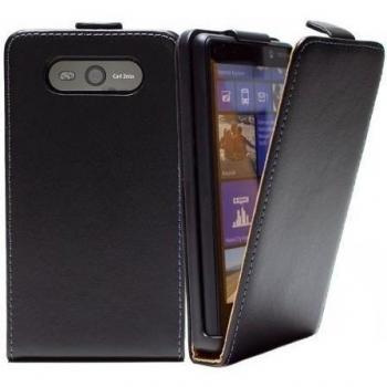 Funda mobilefox Nokia Lumia 820 Protector de pantalla con tapa de piel con tapa y protector de pantalla Smartphone colour negro