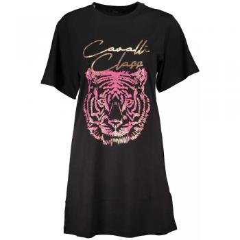Cavalli Class Black Cotton Tops & T-Shirt - XL, Elegant Printed Tee with Round Neck, Female, Size: XL