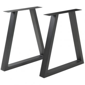 Juego de 2 Patas de Mesa Trapezoidales Lyngby en Acero Negro - Altura 72 cm - Dimensiones 55/70 cm