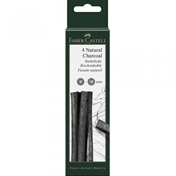 Lápices de Carboncillo Natural Faber-Castell Pitt 9-15 mm (4 unidades)