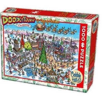 Cobblehill 53505 1000 pc DoodleTown: 12 Days of Xmas Puzzle, Various