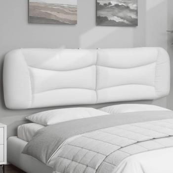 Cabecero de cama acolchado en cuero sintético blanco de 180 cm