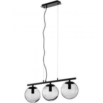 Lámpara colgante Sotiana, 3 luces, larga, negra, diseño vintage, hecha de vidrio, para salón y comedor, utiliza bombillas E14
