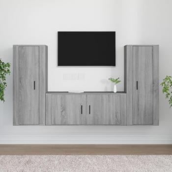 Set de Muebles para TV 3 Piezas Gris Sonoma en Madera Multicapa
