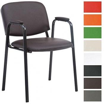 Silla Confidente Ken Pro Marrón - Silla de Conferencia en Cuero Sintético con Base de Metal Negro, Sin Ruedas
