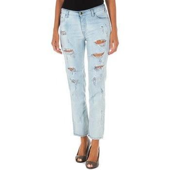 MET-Pantalón Tejano Largo con Corte Recto para Mujer