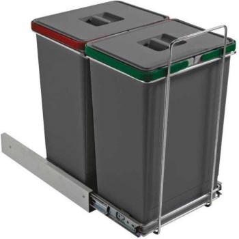 Cubo de basura Ecofil acabado antracita con contenedores de 2x24 litros