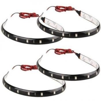 SODIAL(R) 4X Tira 15 LED Impermeable Azul 30 * 1CM Motocicleta Coche Casa