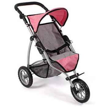 Bayer Chic 2000-Leon-Carrito para muñecas, Color Gris y Rosa.