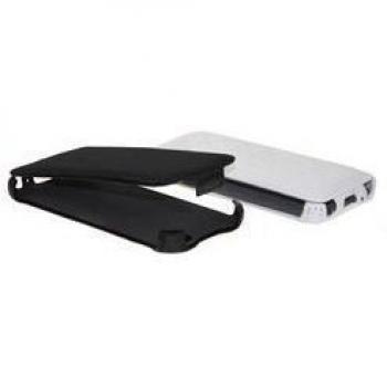 cuero verdadero Flipcover negro para Galaxy Ace II - apropiado para Samsung i8160, Galaxy Ace II