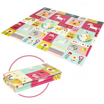 Alfombra Plegable y Reversible de Juego de Material Atoxico para Niños 200 x 180 x 1,4 cm - Costway