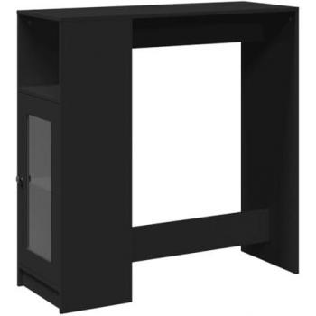 Mesa alta con estantes de madera ingeniería negra 101x40x103,5 cm