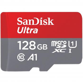 Tarjeta de Memoria SanDisk Ultra Android microSDXC UHS-I de 128 GB con Adaptador SD, Velocidad de Lectura hasta 100 MB/s, Clase 10, U1 y A1
