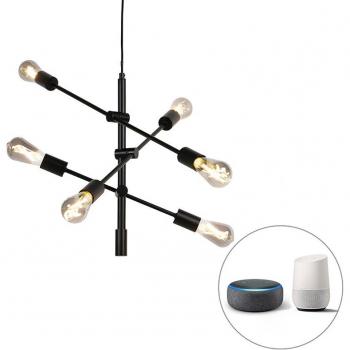 Lámpara colgante industrial negra WiFi 6 bombillas ST64 - SYDNEY