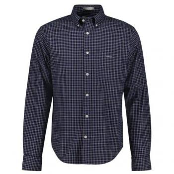 Gant - Camisa de hombre Regular Fit Jaspé A Cuadros Tattersall Marino, Casual, Algodón, Manga larga, Modelo 3240219