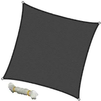 Vela de Sombra Cuadrada 3,6x3,6 m - Gris - 100% HDPE - Resistente al Agua y a la Intemperie - Protección UV - Incluye Cables Tensores