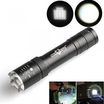 Flashlight,LANDFOX Potente XML T6 2500 lúmenes CREE LED Zoomable 18650