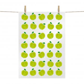 Trapo de Cocina, Paño de Cocina de Manzanas. Colores Blanco, verde y verde claro 68 x 48 cm