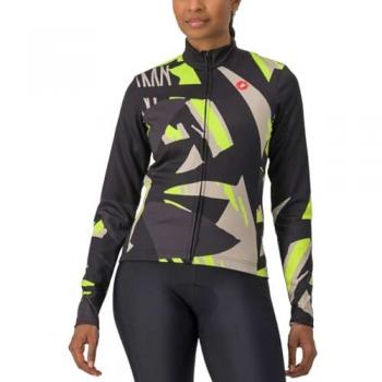 Maillot Castelli Tropicale Manga Larga Negro Gris Amarillo Mujer - Talla L