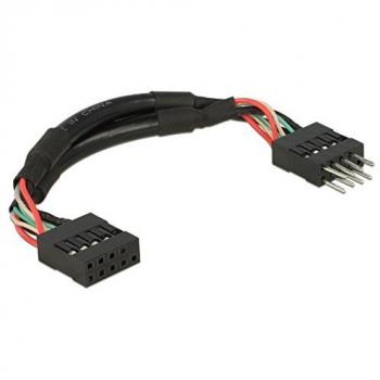 Cable de Extensión USB 2.0 10 Pines Macho a Hembra 0,1 m Negro
