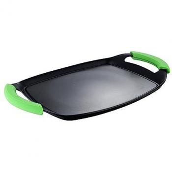 Plancha grill/asador 36x23 cm de aluminio forjado negro y verde, antiadherente, inducción Vitoria