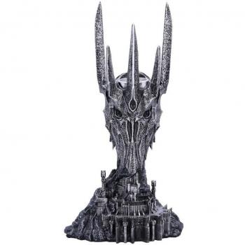 Portavelas de té Sauron de El Señor de los Anillos, 33 cm, Resina, Plata, Licencia Oficial, Inserto de Metal para sostener Velas de té