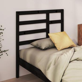 Cabecero de cama negro 96x4x104 cm madera maciza de pino