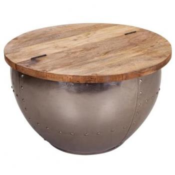 Mesa de centro industrial Wanderlust Deco de madera y metal 68x68x44h cm