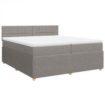 Cama Box Spring con Colchón de Tela Gris Taupe 200x200 cm
