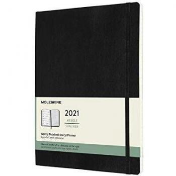 Agenda 12 meses semanal XL tapa blanda negra Moleskine 2021