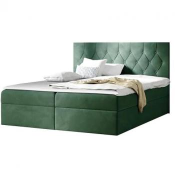Cama Boxspring Doble Colzone con 2 Cajones y Cabecera Tapizada, 180x200 cm