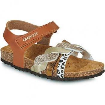 Sandalias Geox J ADRIEL GIRL Cognac-Platinado con Suela Transpirable