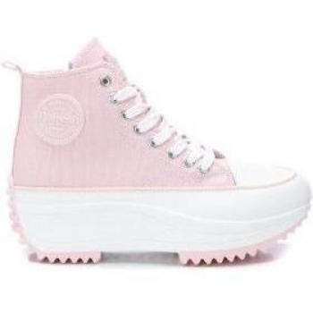 Zapatilla Refresh Abotinada Mujer Lona Rosa Plataforma 5cm