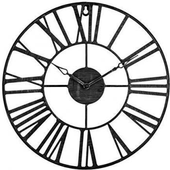 Reloj de Pared Vintage en Metal Negro - Diámetro 36,5 cm