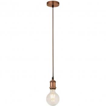 Lámpara colgante de diseño contemporáneo en acero y cobre antiguo, ajustable, con 1 bombilla E27, longitud de suspensión de 150 cm