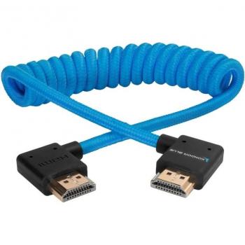 Kondor Blue 12-24-inch Coiled Right Angle Full HDMI Cable - Blue KBFHDMI12RA