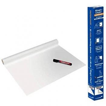 Papel Autoadhesivo Magic-Chart Legamaster 60x80cm - 25 Hojas Blancas Reutilizables y Borrables