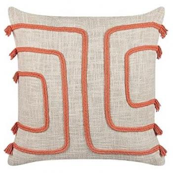 Cojín Decorativo Abstracto Beige y Naranja 45 x 45 cm Pleione