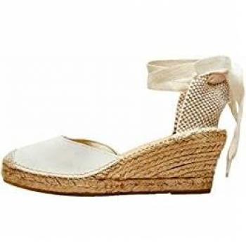 SELECTED FEMME SLFPAM Suede Wedge Espadrilles B, Sandalias con cua Tipo Alpargatas Mujer, Arena, 41 EU