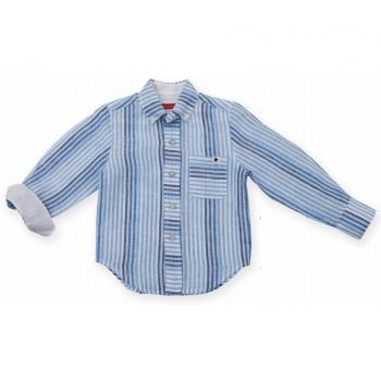 Pan con Chocolate - Camisa de niño de manga larga con estampado a rayas y botones.