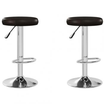 Taburetes de cocina 2 unidades cuero sintético marrón ajustables modernos