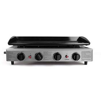 BE NOMAD LIVOO DOC194 hierro fundido esmaltado | 4 quemadores de acero inoxidable de 10 kW | Barbacoa de gas, plancha exterior, gran superficie de cocción